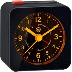 Marathon Mini Non-Ticking Analog Alarm Clock With Auto Back Light And Snooze Function