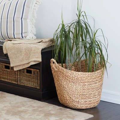 19" X 20" X 18" Brown Sea Grass Contemporary Storage Basket - Olivia & May 4 19" X 20" X 18" Brown Sea Grass Contemporary Storage Basket - Olivia & May - Image 2