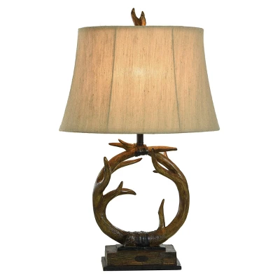 Dalton Brown Antler Table Lamp With Beige Hardback Fabric Shade - StyleCraft 9 Dalton Brown Antler Table Lamp With Beige Hardback Fabric Shade - StyleCraft - Image 7