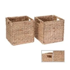 Hastings Home 12-Inch Square Handmade Wicker Storage Bin Foldable Basket Made Of Water Hyacinth | Set Of 2 11 Hastings Home 12-Inch Square Handmade Wicker Storage Bin Foldable Basket Made Of Water Hyacinth | Set Of 2 -Lamps and Lighting Store GUEST 7325af43 ea92 4285 9334 c9eccd513c4d