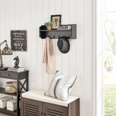 25" X 9" Entryway Floating Utility Wall Shelf With Hooks Black - Danya B. 7 25" X 9" Entryway Floating Utility Wall Shelf With Hooks Black - Danya B. - Image 5