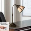 Regency Hill Rustic Farmhouse Desk Lamp 18 1/2" High With USB Dimmer Satin Bronze Metal Blond Mica Shade For Bedroom Living Room House Bedside Home -Lamps and Lighting Store GUEST 747d0487 4b49 449e b366 00e42405d674