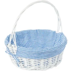 Wickerwise White Round Willow Gift Basket, With Gingham Liner And Handles 23 Wickerwise White Round Willow Gift Basket, With Gingham Liner And Handles -Lamps and Lighting Store GUEST 7506064d 7194 4bac b3bc 9e1e7bf6f648
