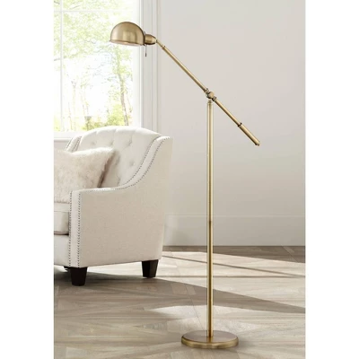 360 Lighting Dawson Traditional Pharmacy Floor Lamp 55" Tall Brass Metal Adjustable Boom Arm Dome Head For Living Room Reading Bedroom Office 3 360 Lighting Dawson Traditional Pharmacy Floor Lamp 55" Tall Brass Metal Adjustable Boom Arm Dome Head For Living Room Reading Bedroom Office