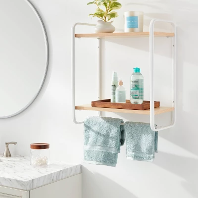 Wood Wall Shelf White Metal - Brightroom™ 3 Wood Wall Shelf White Metal - Brightroom™