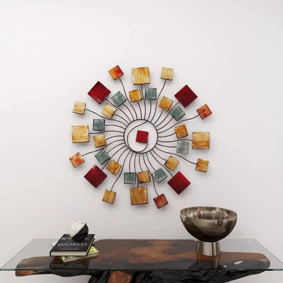 Metal Sunburst Wall Decor With Square Panel Accent Brown - Olivia & May 15 Metal Sunburst Wall Decor With Square Panel Accent Brown - Olivia & May - Image 13