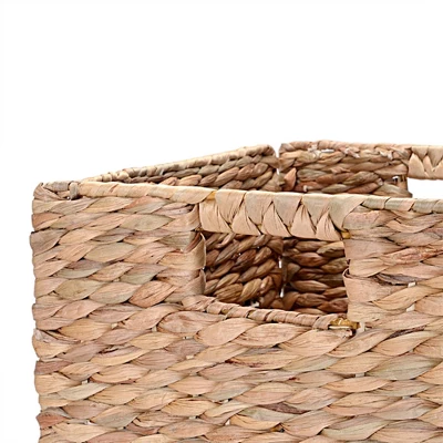 Hastings Home 12-Inch Square Handmade Wicker Storage Bin Foldable Basket Made Of Water Hyacinth | Set Of 2 8 Hastings Home 12-Inch Square Handmade Wicker Storage Bin Foldable Basket Made Of Water Hyacinth | Set Of 2 - Image 6
