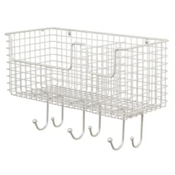 MDesign Metal Storage Organizer Basket With 6 Hooks - Wall Mount -Lamps and Lighting Store GUEST 79c66230 55ac 4262 b119 a82ca3b45c46
