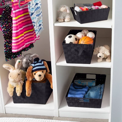 Simplify Large 13" Woven Strap Storage Bin Black 7 Simplify Large 13" Woven Strap Storage Bin Black - Image 5