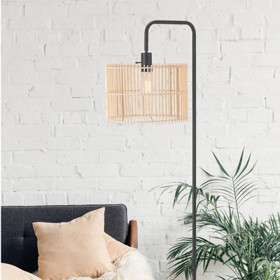 58" Barden Matte Black Floor Lamp With Bamboo Shade - Globe Electric 8 58" Barden Matte Black Floor Lamp With Bamboo Shade - Globe Electric - Image 6