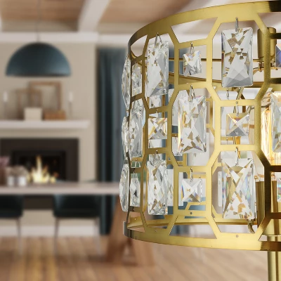 63" Cleo Glam Gold Metal And Faceted Crystal Drum Shade Floor Lamp - River Of Goods 8 63" Cleo Glam Gold Metal And Faceted Crystal Drum Shade Floor Lamp - River Of Goods - Image 6