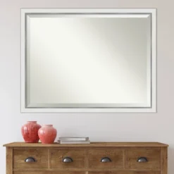 43" X 33" Eva White Narrow Framed Wall Mirror Silver - Amanti Art -Lamps and Lighting Store GUEST 7ae1a0ba 956b 435b a0af 0c311b5487b9