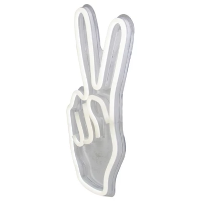 Northlight 15” Bright White Neon Style Peace Fingers LED Lighted Wall Sign 5 Northlight 15” Bright White Neon Style Peace Fingers LED Lighted Wall Sign - Image 3
