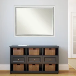 43" X 33" Eva White Narrow Framed Wall Mirror Silver - Amanti Art -Lamps and Lighting Store GUEST 7c0d61d0 f3ac 4946 b841 115a71c3b8d6