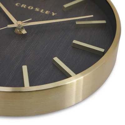 Analog 10" Gold Metal Quartz Accurate With Raised Hour Marks Wall Clock - Crosley 5 Analog 10" Gold Metal Quartz Accurate With Raised Hour Marks Wall Clock - Crosley - Image 3