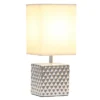 11.81" Tall Petite Hammered Square Bedside Table Desk Lamp With White Fabric Shade Silver - Simple Designs -Lamps and Lighting Store GUEST 7e86eaa4 4594 40c4 8ae0 693858fb0579