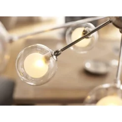 Possini Euro Design Spheres Chrome Chandelier 30" Wide Mid Century Modern Sputnik Glass Shade 15-Light Fixture For Dining Room House Kitchen Island -Lamps and Lighting Store GUEST 7f54a568 d2c8 4a2e b044 744a789c074f