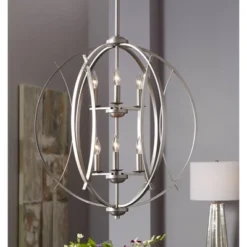 Possini Euro Design Spherical Brushed Nickel Large Chandelier 24" Wide Modern 6-Light Fixture For Dining Room House Foyer Kitchen Island Entryway Home 17 Possini Euro Design Spherical Brushed Nickel Large Chandelier 24" Wide Modern 6-Light Fixture For Dining Room House Foyer Kitchen Island Entryway Home -Lamps and Lighting Store GUEST 7fc99142 9bd2 4b9b a2db a8046439f66b