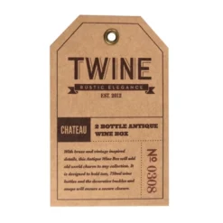 Twine Antique 2 Bottle Wooden Decorative Wine Box With Lid And Handle, Wood, Faux Leather, Brass Accents -Lamps and Lighting Store GUEST 8010e64e 5f58 4d9f 9e9f 2483d04d1f0e