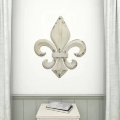 Metal Fleur De Lis Wall Decor With Distressing White - Olivia & May -Lamps and Lighting Store GUEST 80814984 2cea 44e4 bfe3 df13e00476fb