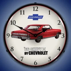 Collectable Sign & Clock | 1966 Chevy II Nova Super Sport LED Wall Clock Retro/Vintage, Lighted