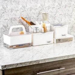 Medium Stacking Bin With Lid Clear/White - Madesmart -Lamps and Lighting Store GUEST 80a6e767 3d8d 48bc bbb2 6622010ed7d2