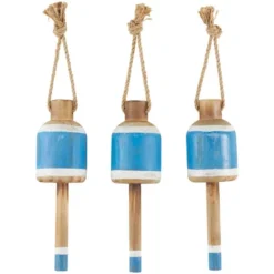 Set Of 3 Wood Buoy Anchor Sailboat And Ship Wheel Wall Decors With Hanging Rope Blue - Olivia & May -Lamps and Lighting Store GUEST 80e82415 df1e 4b13 b9ae 645a76346aa0