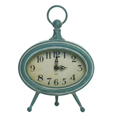 Transpac Metal 10.75 In. Blue Everyday Patina Clock 3 Transpac Metal 10.75 In. Blue Everyday Patina Clock