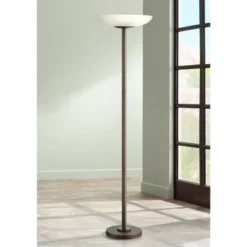 Lamps and Lighting Store 6 Possini Euro Design Meridian Light Blaster Modern Torchiere Floor Lamp 72" Tall Oil Rubbed Bronze LED Frosted Glass Shade For Living Room Bedroom Home