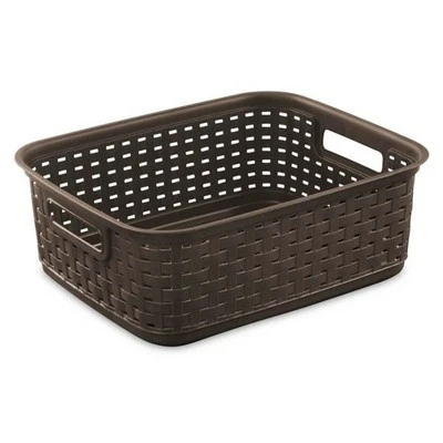 Sterilite Decorative Wicker-Style Short Weave Basket, Espresso (18 Pack) 3 Sterilite Decorative Wicker-Style Short Weave Basket, Espresso (18 Pack)