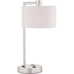 360 Lighting Colby Modern Desk Lamps 21" High Set Of 2 Brushed Nickel With USB And AC Power Outlet In Base White Linen Drum Shade For Bedroom Office 13 360 Lighting Colby Modern Desk Lamps 21" High Set Of 2 Brushed Nickel With USB And AC Power Outlet In Base White Linen Drum Shade For Bedroom Office -Lamps and Lighting Store GUEST 86792dc3 db4e 49d0 bc61 cc6c9a1e23d5