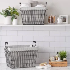Design Imports Set Of 2 Farmhouse Black Wire Ticking Stripe Liner Baskets Black/White 11 Design Imports Set Of 2 Farmhouse Black Wire Ticking Stripe Liner Baskets Black/White -Lamps and Lighting Store GUEST 86d0064f d468 4cf7 861b 14cd9c3bb966