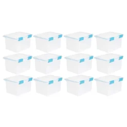 Sterilite 32 Quart Stackable Clear Plastic Storage Tote Container With Blue Gasket Latching Lid For Home And Office Organization, Clear -Lamps and Lighting Store GUEST 86d65f11 c29c 42f0 a90c 16e78987ba85