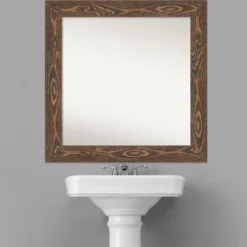 32" X 32" Non-Beveled Bridge Wood Bathroom Wall Mirror Brown - Amanti Art -Lamps and Lighting Store GUEST 893eb154 bce6 4db3 b3b6 ee8f1ea4f046