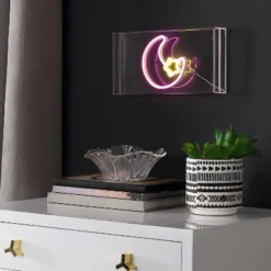 11.8" Moon Contemporary Glam Acrylic Box Pendant (Includes LED Light Bulb) Neon Pink/Yellow - JONATHAN Y 7 11.8" Moon Contemporary Glam Acrylic Box Pendant (Includes LED Light Bulb) Neon Pink/Yellow - JONATHAN Y -Lamps and Lighting Store GUEST 8b4e4da4 f081 4acb 80b3 1bb34bf63ff3