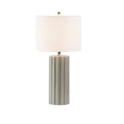Tristan Ceramic Wood (Includes LED Light Bulb) Table Lamp With White Base And Cream Shade - Ink+Ivy -Lamps and Lighting Store GUEST 8b90eccc df6a 4372 a8da 1a4a47899b59