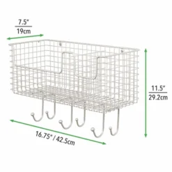 MDesign Metal Storage Organizer Basket With 6 Hooks - Wall Mount -Lamps and Lighting Store GUEST 8bab176a 943c 4cc4 864b 1ec1cba87ebf