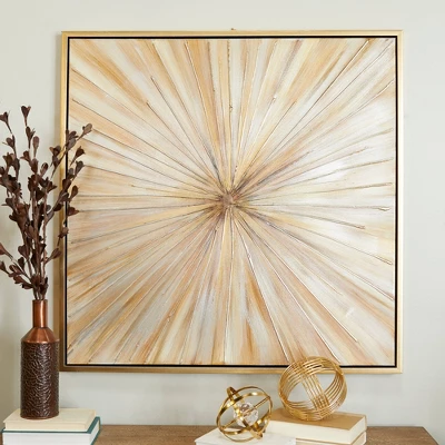 Canvas Starburst Radial Framed Wall Art With Gold Frame Brown - Olivia & May 5 Canvas Starburst Radial Framed Wall Art With Gold Frame Brown - Olivia & May - Image 3