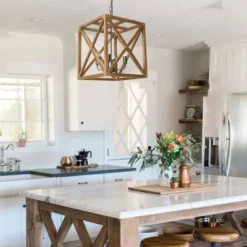 Metal/Wood Chandelier Natural Brown - Storied Home -Lamps and Lighting Store GUEST 8c16d1e1 ce79 4c06 8cc7 f4a1a9e0c927