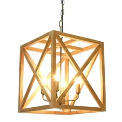 Metal/Wood Chandelier Natural Brown - Storied Home -Lamps and Lighting Store GUEST 8ce3c682 249c 49e1 8068 4b5b414b2205