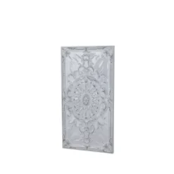 Metal Scroll Wall Decor With Embossed Details White - Olivia & May -Lamps and Lighting Store GUEST 8d7a84bb ccd6 485e af4c cfbb0b5101e3