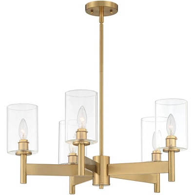 Possini Euro Design Lantico Gold Pendant Chandelier 24 1/2" Wide Modern Clear Glass 5-Light Fixture For Dining Room House Foyer Kitchen Island Bedroom 7 Possini Euro Design Lantico Gold Pendant Chandelier 24 1/2" Wide Modern Clear Glass 5-Light Fixture For Dining Room House Foyer Kitchen Island Bedroom - Image 5