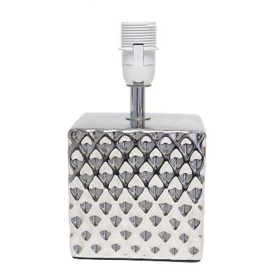 11.81" Tall Petite Hammered Square Bedside Table Desk Lamp With White Fabric Shade Silver - Simple Designs 7 11.81" Tall Petite Hammered Square Bedside Table Desk Lamp With White Fabric Shade Silver - Simple Designs - Image 5