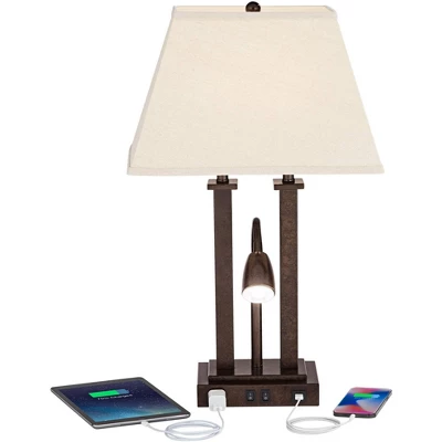 Possini Euro Design Possini Euro Deacon Bronze Gooseneck Lamps With USB And Outlet Set Of 2 4 Possini Euro Design Possini Euro Deacon Bronze Gooseneck Lamps With USB And Outlet Set Of 2 - Image 2