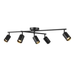5-Light Matte Black Track Lighting With Center Swivel Bar With Pivoting Shades - Globe Electric 11 5-Light Matte Black Track Lighting With Center Swivel Bar With Pivoting Shades - Globe Electric -Lamps and Lighting Store GUEST 8fcc1137 5c78 4b60 a3b2 95ae7c42279d