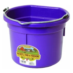 Little Giant P8FBPURPLE 2 Gallon All Purpose Heavy Duty Farm Flat Back Plastic Buckets For Supplies, Toys, Laundry, And Water, Purple, (2 Pack)