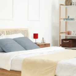 11.81" Traditional Petite Metal Stick Bedside Table Desk Lamp In Chrome With Fabric Shade Red - Creekwood Home -Lamps and Lighting Store GUEST 939f4d32 c55c 44da ba88 4dff508d493e