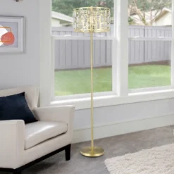 63" Cleo Glam Gold Metal And Faceted Crystal Drum Shade Floor Lamp - River Of Goods 15 63" Cleo Glam Gold Metal And Faceted Crystal Drum Shade Floor Lamp - River Of Goods -Lamps and Lighting Store GUEST 960a15ed cac2 4f70 92f6 cc733b7e2b82