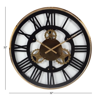 Stainless Steel Gear Wall Clock Black - Olivia & May 4 Stainless Steel Gear Wall Clock Black - Olivia & May - Image 2