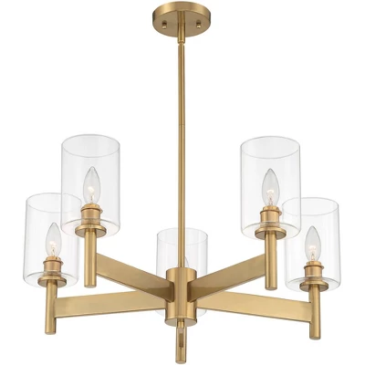 Possini Euro Design Lantico Gold Pendant Chandelier 24 1/2" Wide Modern Clear Glass 5-Light Fixture For Dining Room House Foyer Kitchen Island Bedroom 6 Possini Euro Design Lantico Gold Pendant Chandelier 24 1/2" Wide Modern Clear Glass 5-Light Fixture For Dining Room House Foyer Kitchen Island Bedroom - Image 4